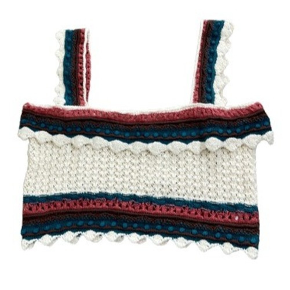 ZARA MULTICOLOR CROCHET KNIT‎ CROP TANK TOP SIZE L NWT